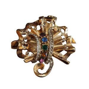 Early Deco Dimensional Jeweled Brooch Coro? (A1577)